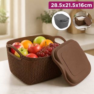 Large Multipurpose Net Basket with Lid 28.5 x 21.5 x 16cm
