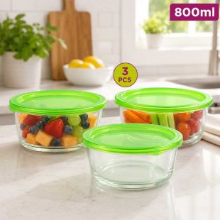 3 Pcs Glass Storage Containers with Lids Set
