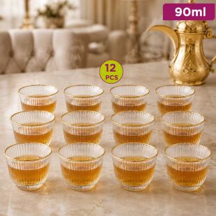 Cawa Coffee Cups with Gold Rim 90ml - 12 Pieces