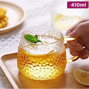 KELVEE Hammered Borosilicate Glass Mug 410ml