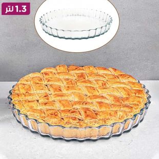 صينية فطائر دائرية مضلعة من زجاج البوروسيليكات 1.3 لتر