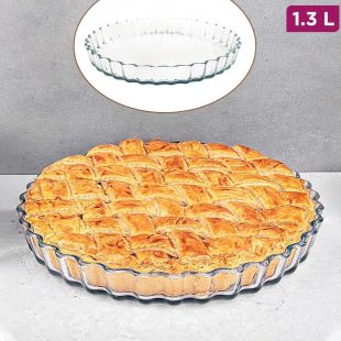 1.3L Fluted Borosilicate Glass Pie Dish