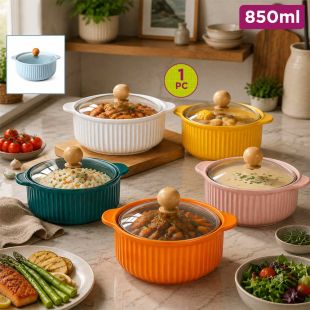 Ceramic Casserole Dish with Glass Lid 850 ml