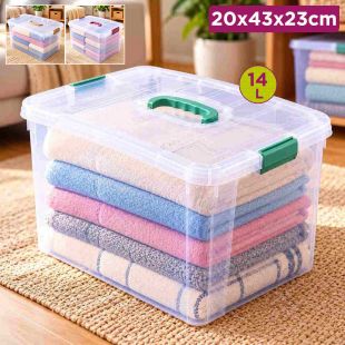 Clear Plastic Storage Box with Tight-Fitting Lid 14 L