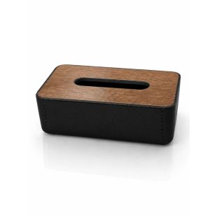 Reversible Tissue Box with Wood and Leather Look 22.5 × 13.5 × 7.6 cm
