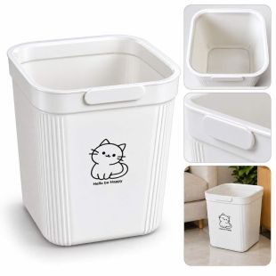 10L Plastic Waste Bin with Bag Retaining Rim