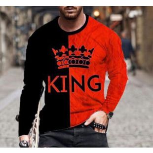 تيشيرت خريفى بأكمام طويلة وتصميم King 3D للرجال