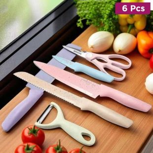 6-Piece Stainless Steel Kitchen Knife and Tool Set