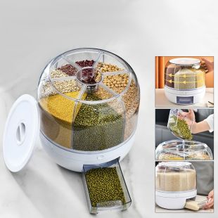 Six Grid Rotating Rice and Grains Dispenser