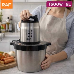 RAF 1600W 6L Stainless Steel Food Processor and Chopper with 4 Blades