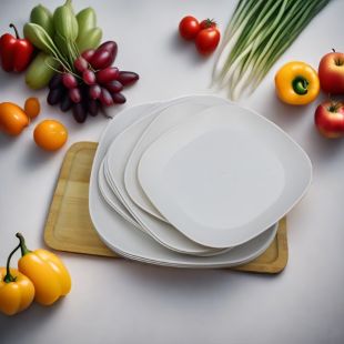 طقم أواني طعام زجاجي أوبال 32 قطعة بتصميم مربع مستدير عصري