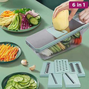 6-in-1 Multifunctional Kitchen Vegetable Cutter with Food Container