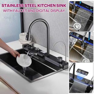 Premium Stainless Steel Kitchen Sink with Faucet and Digital Display