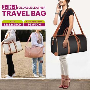 2 In 1 Foldable Leather Travel Bag