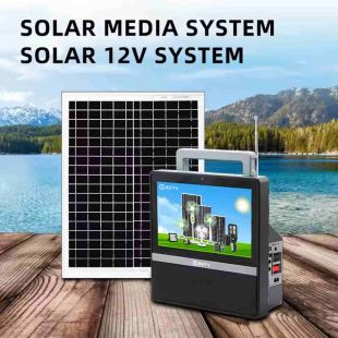 Solar TV Media System 10-Inch with 20W Panel and Built-in Powerbank