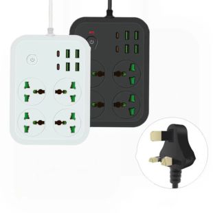 4 Outlets Power Strip 3000W with 4 USB Ports and 2 PD Ports