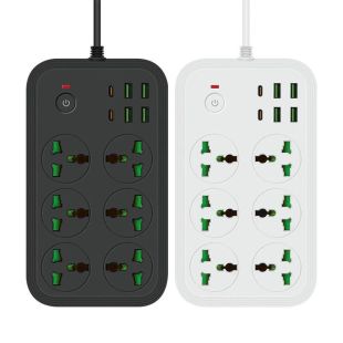 6 Outlets Power Strip 3000W with 4 USB Ports and 2 PD Ports