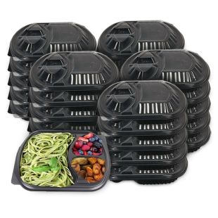 3 Compartment Disposable Food Container with Lid