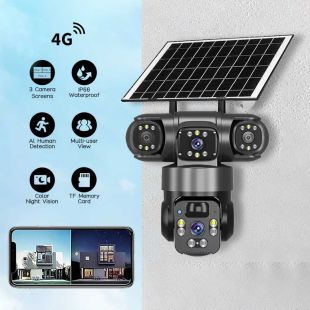 4G Triple Lens Smart Solar Outdoor Security Camera