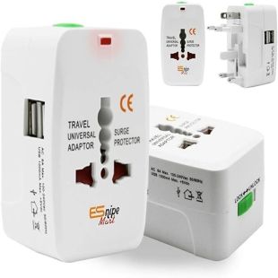 Universal Travel Adapter with Dual USB-A Port
