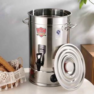 برميل تسخين وتخزين الطعام والسوائل الكهربائي من الستانلس ستيل سعة 28 لتر مع صنبور توزيع