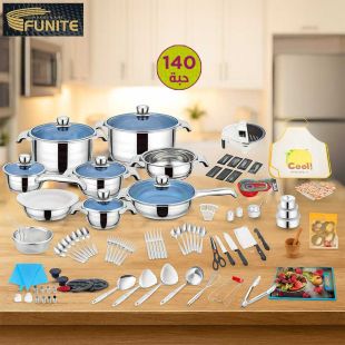 طقم أواني ومستلزمات المطبخ من الستانلس ستيل 140 قطعة من Funite