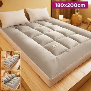 Foldable Dual-Sided Mattress Topper with Elastic Straps 180 x 200 cm