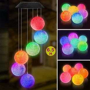 Solar Powered Color-Changing LED Crystal Ball Hanging Light