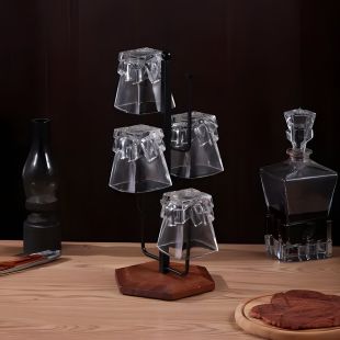 ستاند أكواب عمودي مع قاعدة خشبية