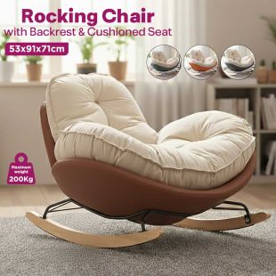 Rocking Chair with Backrest and Cushioned Seat