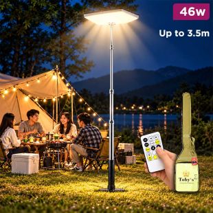 46W Telescopic LED Camping Light 4500 Lumens with Remote Control and Stand Up to 3.5m
