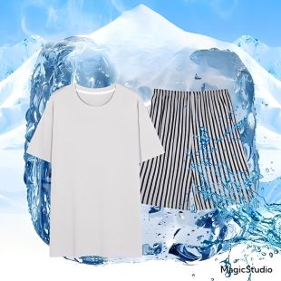 Korean Design Light Grey Short Sleeve Ice Silk Pajama Set For Men