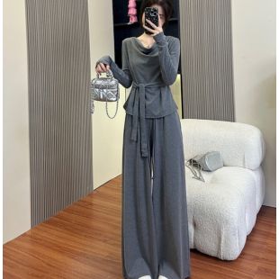 طقم بنطلون كاجول قطعتين بتصميم كوري للسيدات