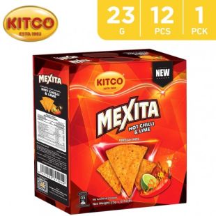 Kitco Mexita Hot Chilli & Lime Tortilla Chips 12 x 23 g
