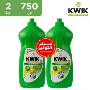 سائل غسيل الأطباق 2 في 1 مضاد للبكتيريا 2 × 750 مل من Kwik