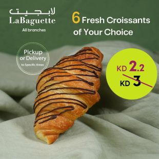 Choose Your Favorite 6 Fresh Croissants from La Baguette