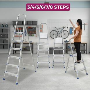 سلم ألومنيوم قابل للطي مع سياج أمان