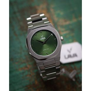 ساعة Silver Green فائق النحافة بسوار ستانلس ستيل من Lava