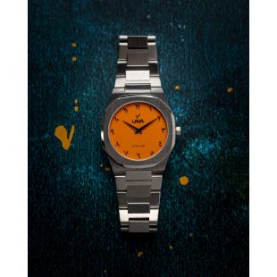 ساعة Silver Yellow فائق النحافة بسوار ستانلس ستيل من Lava