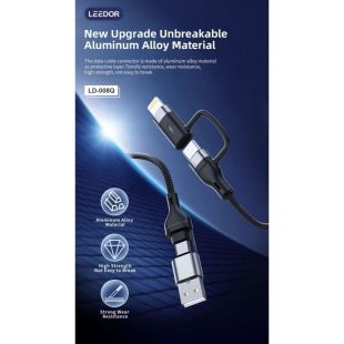 Braided 4 In 1 Cable 1.2M 100W by LEEDOR