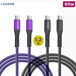 Braided Cable Type-C to Type-C 60W 1.2M by LEEDOR