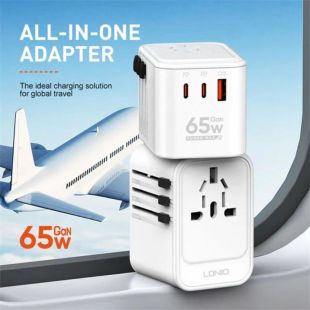LDNIO Z6 3 USB Ports 65W GaN Travel Converter Adapter