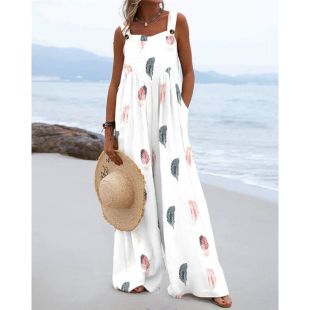 جمبسوت صيفى بدون أكمام بتصميم Leaf للسيدات