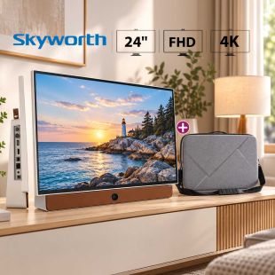 تلفزيون أندرويد محمول LED دقة FHD قياس 24 بوصة قابل للشحن مع حقيبة مجانية من Skyworth