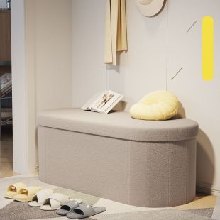 مقعد تخزين قابل للطي من صوف صناعي وهيكل MDF 71×38×40 سم