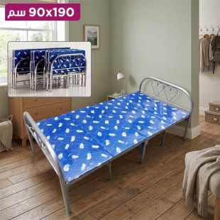 سرير معدني فردي قابل للطي مقاس 190 × 90 سم