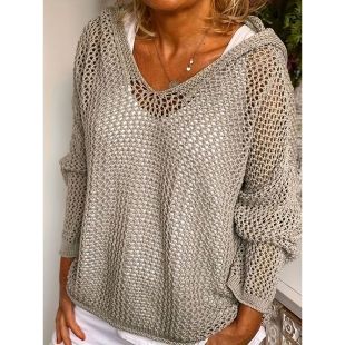 بلوزة بتصميم شبكى بأكمام طويلة وغطاء رأس للسيدات