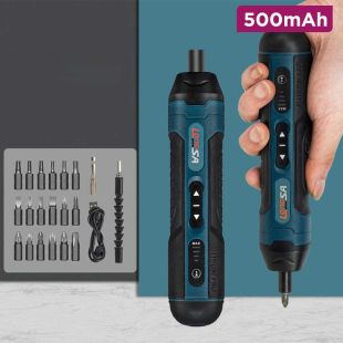Longsa 500mAh Rechargeable Electric Screwdriver 20Pcs Set with 3 Rotation Levels and LED Indicator