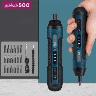 طقم مفكات براغي Longsa كهربائية 20 قطعة قابلة لإعادة الشحن 500 مللي أمبير مع 3 مستويات للدوران ومؤشر LED