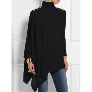 Loose High Neck Long Sleeve Blouse For Women